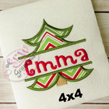 Split Christmas Tree Applique Design