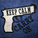 Keep Calm Carry On Applique Design