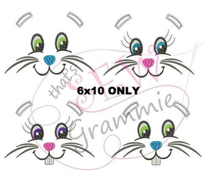 Bunny Faces Embroidery Design for Towels - 6x10 ONLY