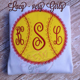 Girlie Softball Applique Design