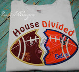 House Divided Football Applique Design