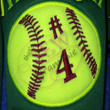 Baseball Softball Applique with Numbers for Koozies