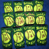 Baseball Softball Applique with Numbers for Koozies