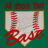 All About Base Script Baseball Softball Applique Design