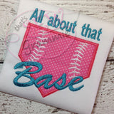 All About Base Script Baseball Softball Applique Design