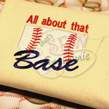 All About Base Script Baseball Softball Applique Design