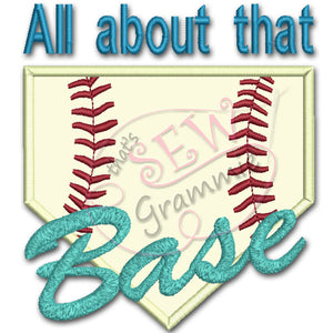 All About Base Script Baseball Softball Applique Design