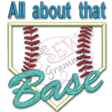 All About Base Script Baseball Softball Applique Design