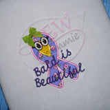 Bald is Beautiful Cancer Awareness Applique