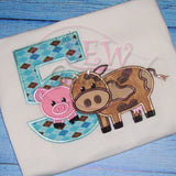 Barnyard Birthday FIVE Applique Design