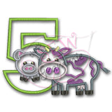 Barnyard Birthday FIVE Applique Design