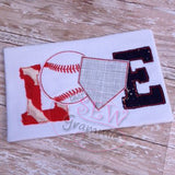 Baseball LOVE Raggy Applique Design