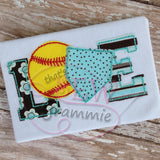 Baseball LOVE Raggy Applique Design