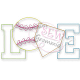 Softball Baseball LOVE Raggy Applique Design