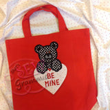 Be Mine Valentine Bear Applique Design