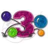 Bouncy Balls Number THREE Applique Design