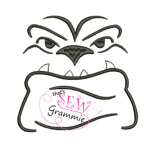 Bulldog Face Embroidery Design w/o ears