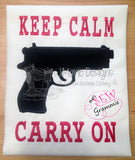 Keep Calm Carry On Applique Design