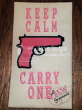 Keep Calm Carry One Applique Design