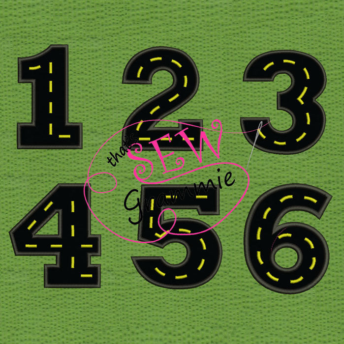Cruisin' Numbers 1 thru 6 Applique Design SET