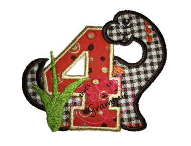 Dino Birthday FOUR Applique Design