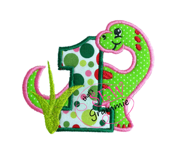 Dino Birthday ONE Applique Design