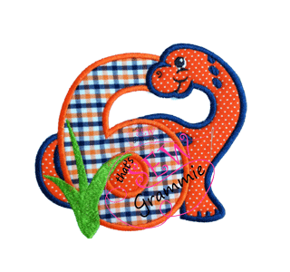 Dino Birthday SIX Applique Design