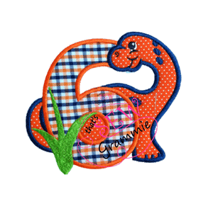 Dino Birthday SIX Applique Design