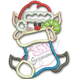 Elf with Stocking Applique Design