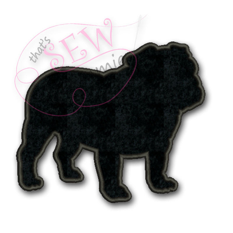 English Bulldog Silhouette Applique Design