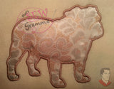 English Bulldog Silhouette Applique Design