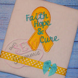 Faith Hope Cure Awareness Ribbon Applique