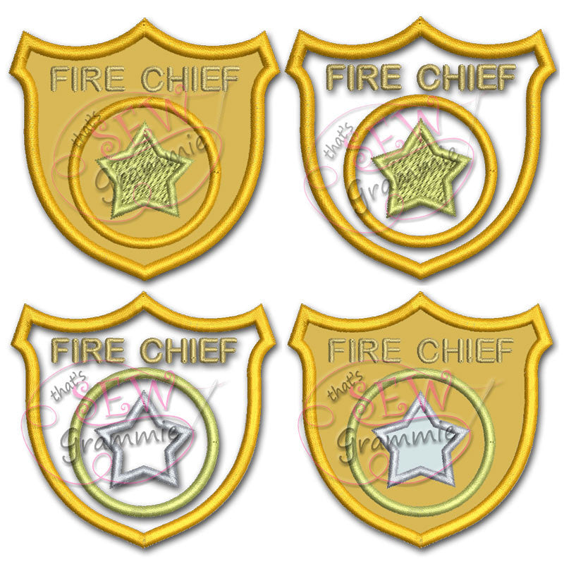Fire Badge Applique Design