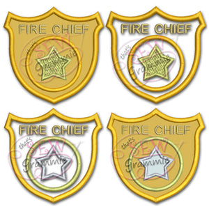 Fire Badge Applique Design