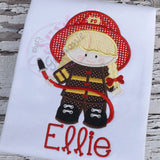 Firefighter Girl Applique Design