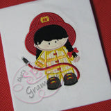 Fire Fighter Girl Applique Design