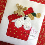 Gift Boxed Bear Applique Design