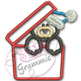 Gift Boxed Bear Applique Design