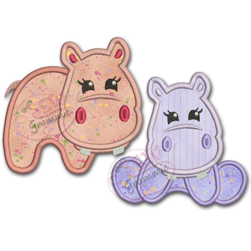 Hippo Girl Applique Design Set