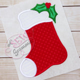 Christmas Holly Stocking Applique Design