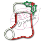 Christmas Holly Stocking Applique Design