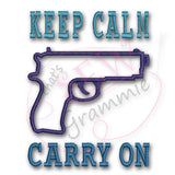 Keep Calm Carry On Applique Design