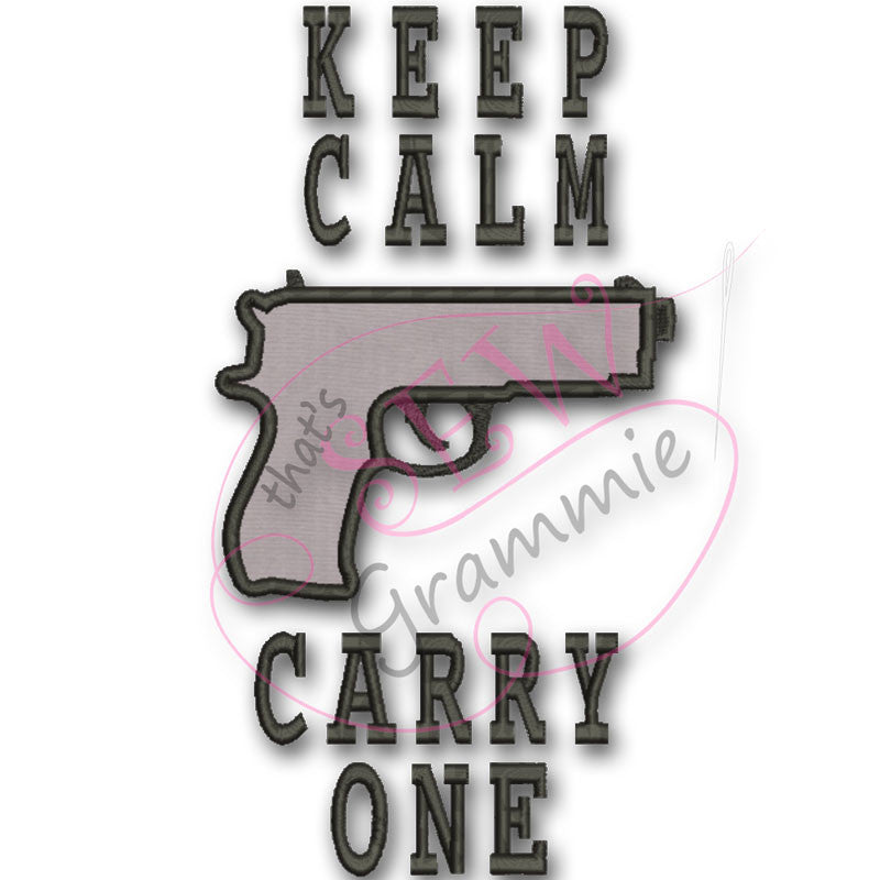 Keep Calm Carry One Applique Design