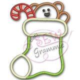 Teddy Bear Christmas Stocking Applique Design