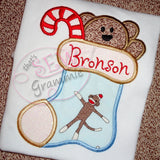 Teddy Bear Christmas Stocking Applique Design