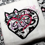 Kitty Cat Heart Applique Design