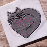 Kitty Cat Heart Applique Design