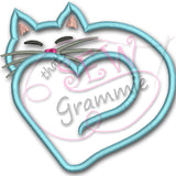 Kitty Cat Heart Applique Design