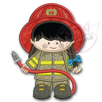 Fire Fighter Girl Applique Design