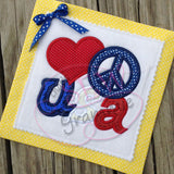 Love Peace USA Applique Design